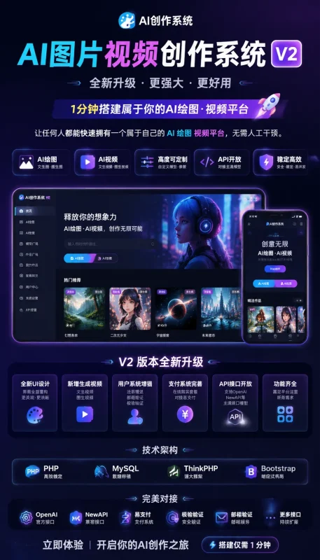 AI图片视频创作系统V2版本-云宸阁の小屋