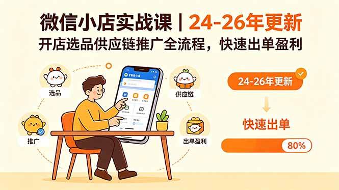 （18654期）微信小店实战课｜24-26年更新，开店选品供应链推广全流程，快速出单盈利-云宸阁の小屋