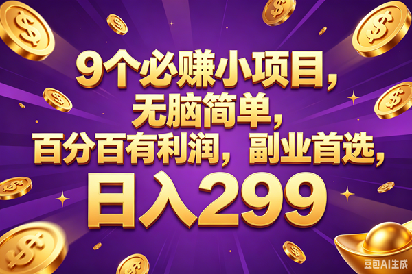 （18736期）9个必赚的小项目，百分百赚元子，无脑简单，副业首选，日入299+-云宸阁の小屋