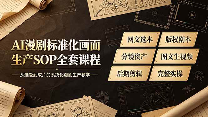 （19806期）AI漫剧标准化画面生产SOP全套课程-更新，网文选本版权剧本分镜资产全覆盖，图文生视频后期剪辑完整实操教学-云宸阁の小屋