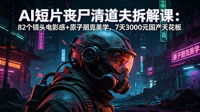 （18649期）AI短片《丧尸清道夫》拆解课：82个镜头电影感+原子朋克美学，7天3000元国产天花板-云宸阁の小屋
