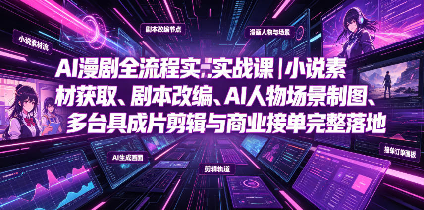 AI漫剧全流程实战课｜小说素材获取、剧本改编、AI人物场景制图、多工具成片剪辑、平台付费变现与商业接单完整落地-云宸阁の小屋
